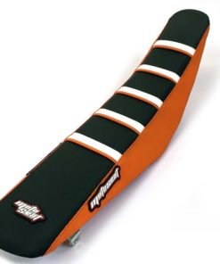 Moto Seat, Ribbat Överdrag Ltd Edt, ORANGE SVART VIT, KTM 17 450 EXC-F, 16-17 450 SX-F, 17 250 EXC/250 EXC-F/250 SX, 16-17 250 SX-F, 17 350 EXC-F, 16-17 350 SX-F, 16-17 125 SX/150 SX, 17 125 XC-W/150 XC-W/200 EXC/300 EXC/500 EXC