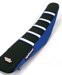 Moto Seat, Ribbat Överdrag Ltd Edt, BLÅ SVART VIT, TM 15-17 EN 250/MX 250, 15-17 EN 125/MX 125/EN 144/EN 300/MX 144/MX 300